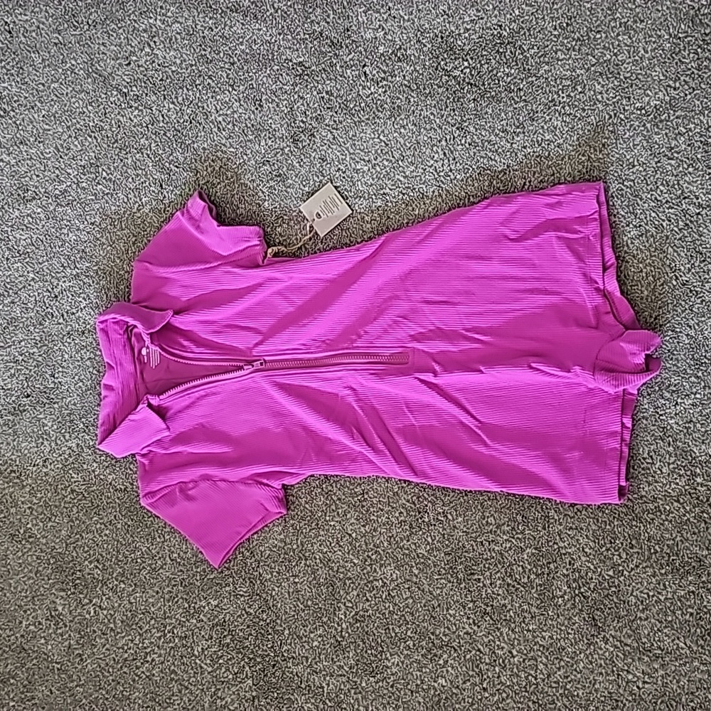 Toast Swim Ribbed Hot Short Romper - Purple Orchid Size Medium